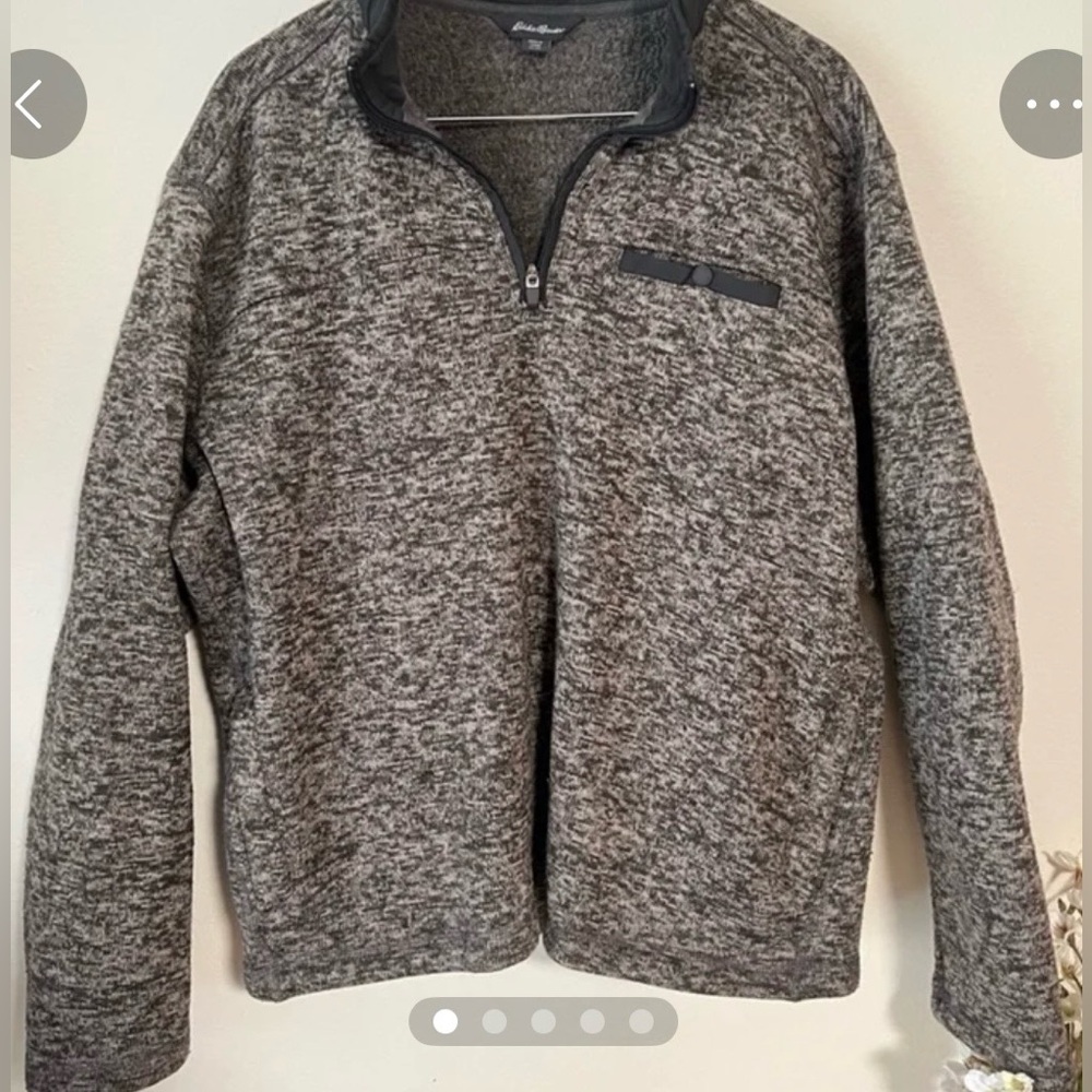 Eddie Bauer Sweater Fleece Quarter-Zip Pullover in Charcoal Heather, size XXL